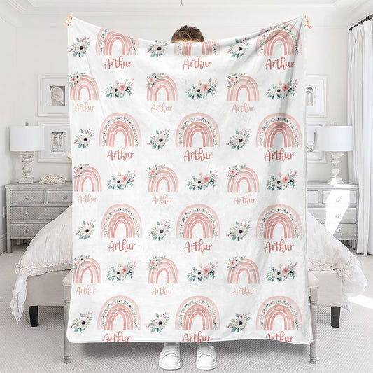 Retro Rainbow Custom Name - Personalized grandson Blanket
