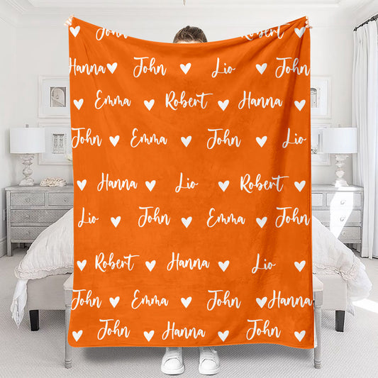 Custom Name Heart Pattern - Personalized Family Blanket