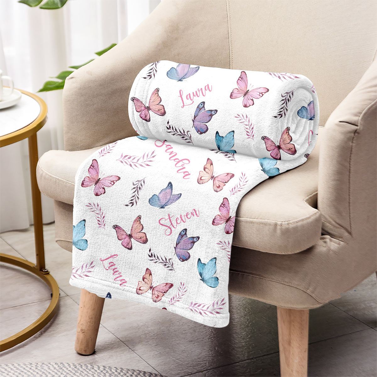 Butterfly Custom Name - Personalized Family Blanket