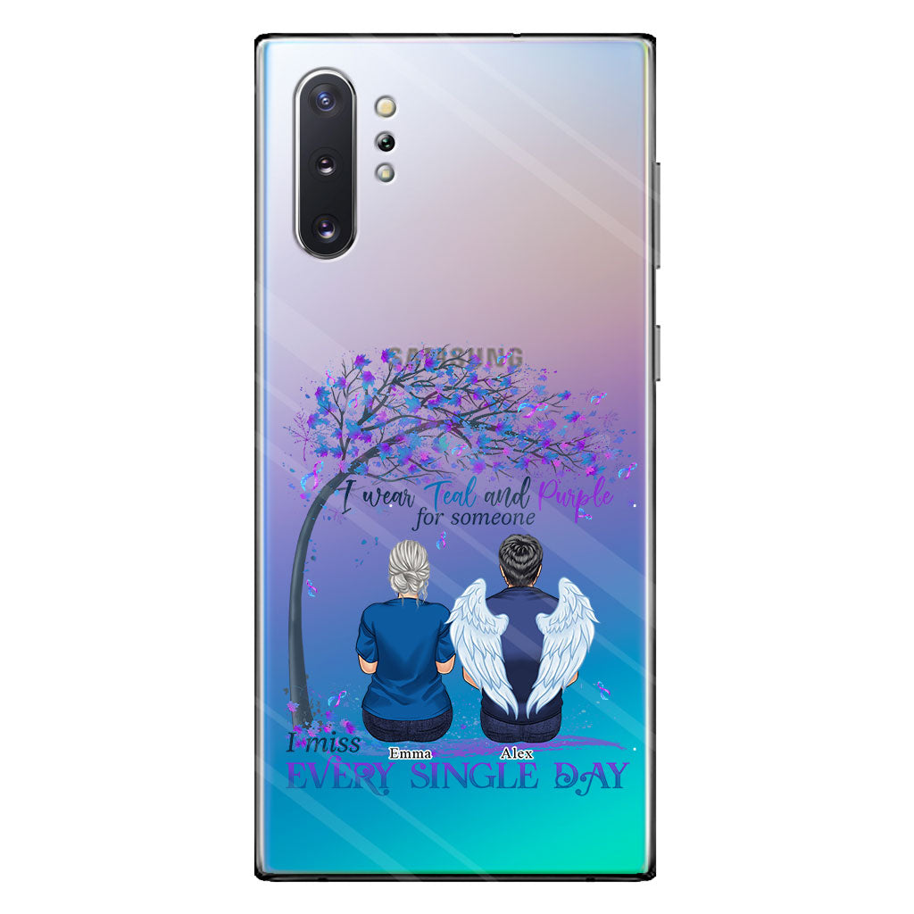 I Wear Teal And Purple - Personalized Suicide Prevention Clear Phone Case