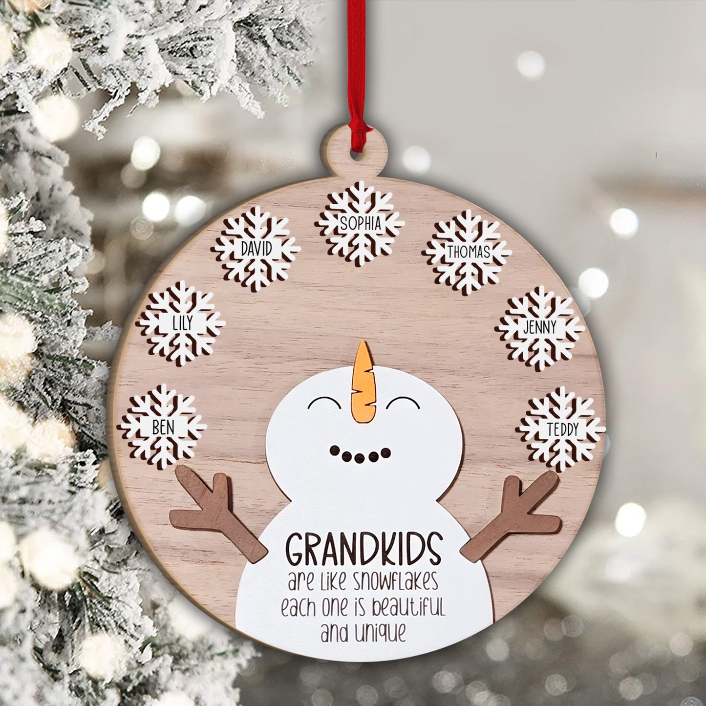 Grandkids Are Like Snowflakes - Gift for grandma - Personalized 2 Layered Piece Ornament