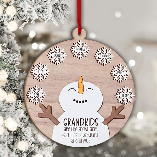 Grandkids Are Like Snowflakes - Gift for grandma - Personalized 2 Layered Piece Ornament