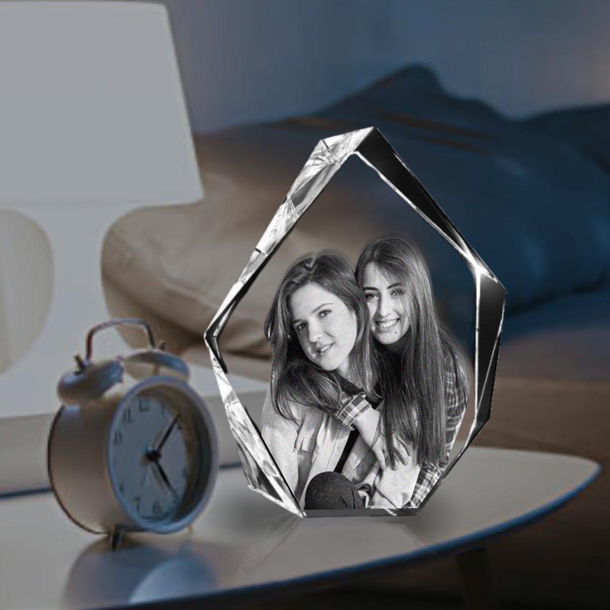 Custom Photo - Personalized Bestie Laser Engraving 3D Iceberg Shaped Crystal Lamp