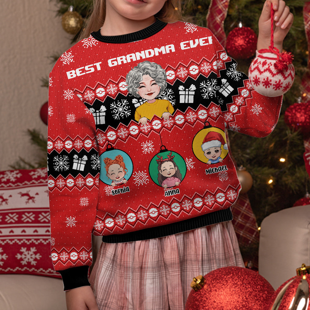 Best Grandma Ever - Personalized Grandma Ugly Sweater