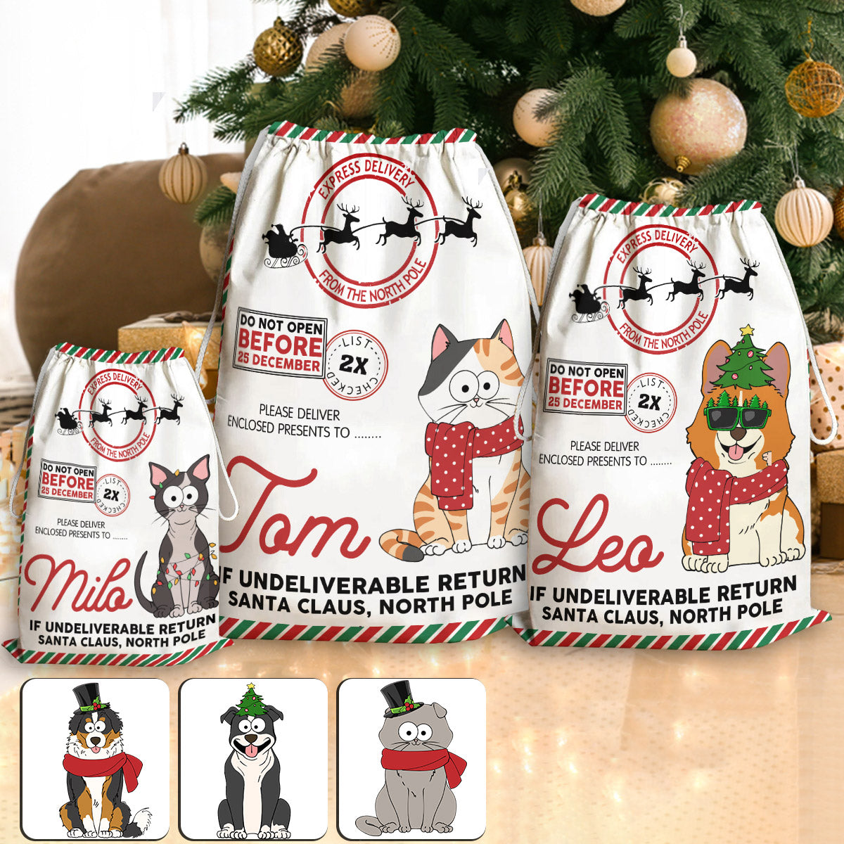 Do Not Open Before 25 December - Personalized Dog Drawstring Tote Bag