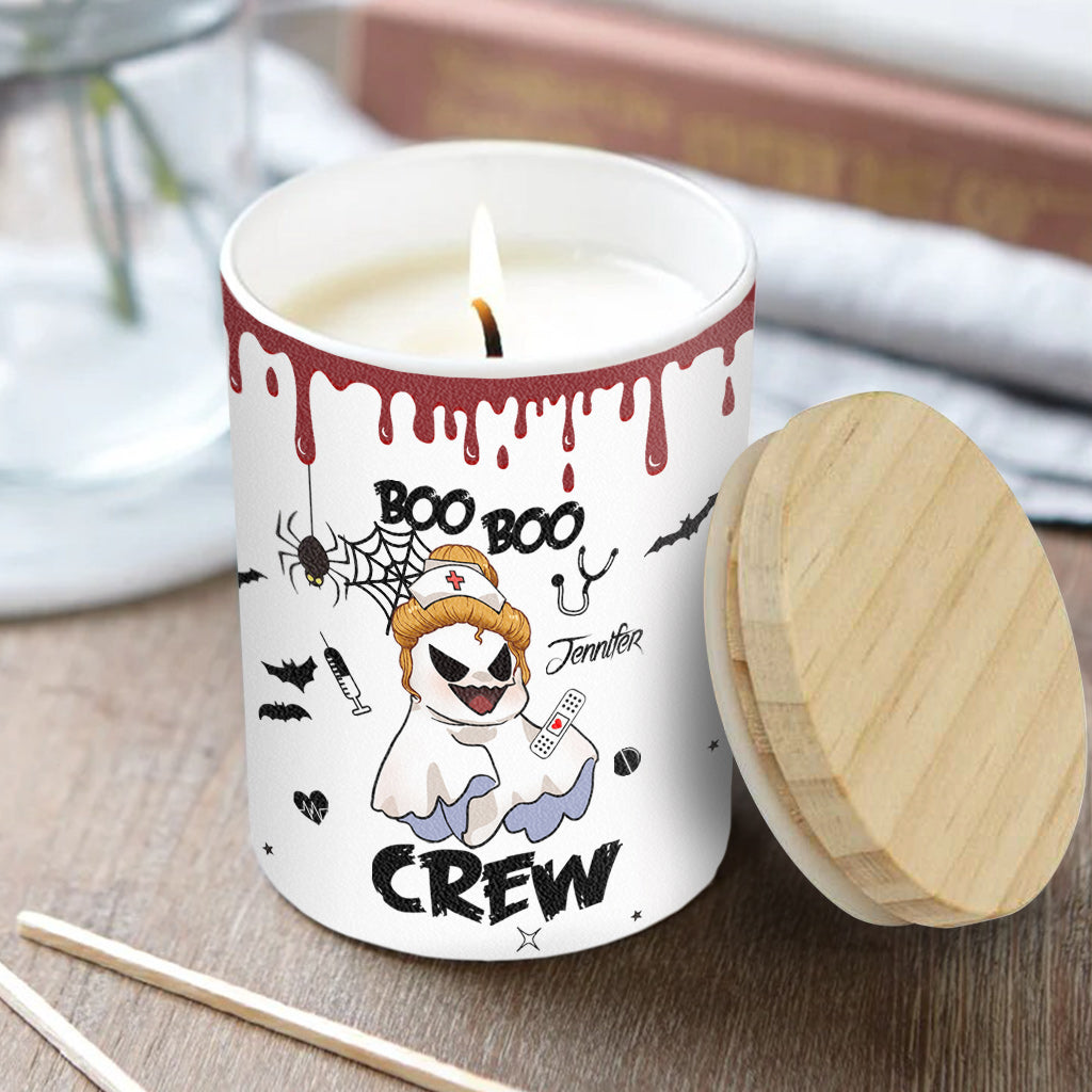 Boo Boo Crew - Personalized Nurse Candle With Wooden Lid