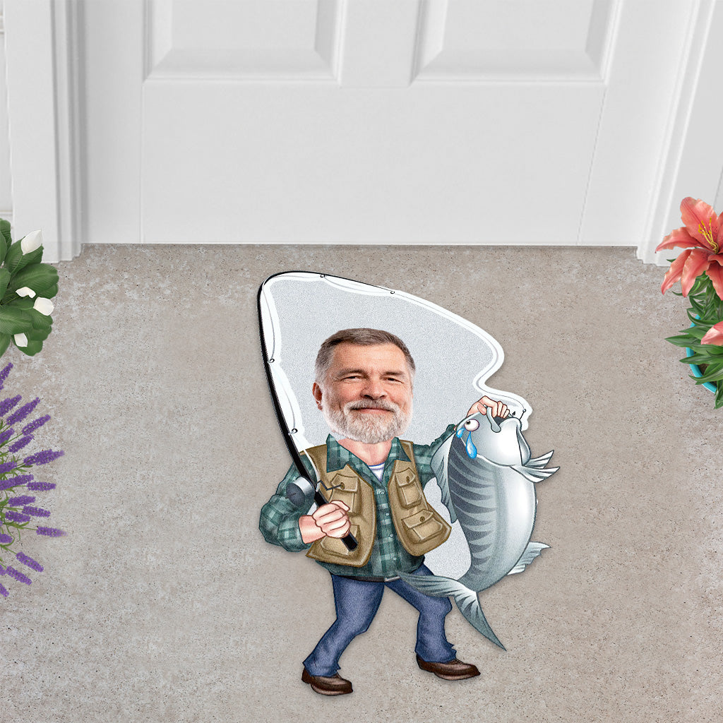 Love Fishing - Personalized Fishing Shaped Doormat