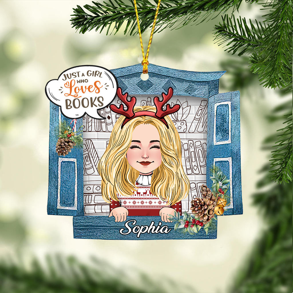 Just A Girl Who Loves Books - Personalized Book Ornament