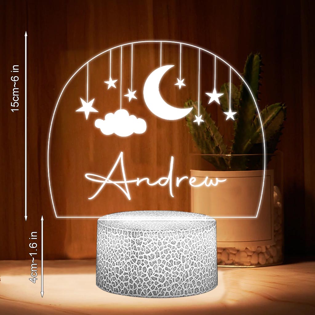 Moon and Star Nightlight - Personalized Kid Shaped Plaque Light Base