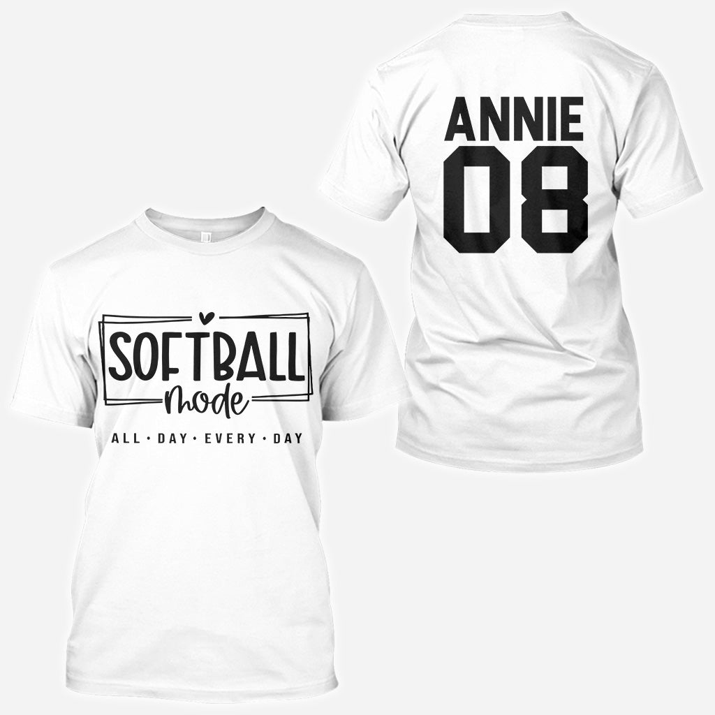 Sofball Mode All Day - Personalized Softball All Over Shirt