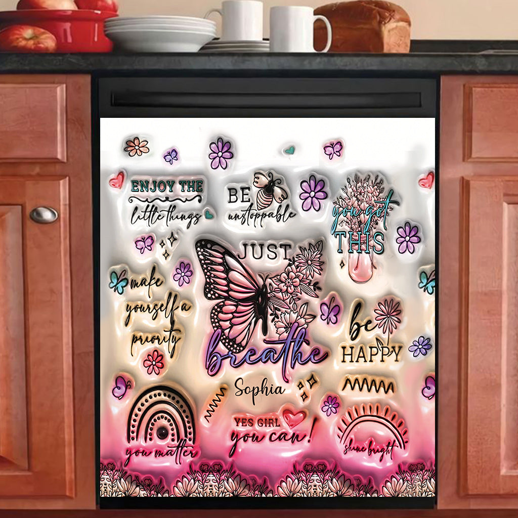 Positive Affirmations Butterfly - Personalized Butterfly Dishwasher Cover