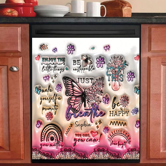 Positive Affirmations Butterfly - Personalized Butterfly Dishwasher Cover