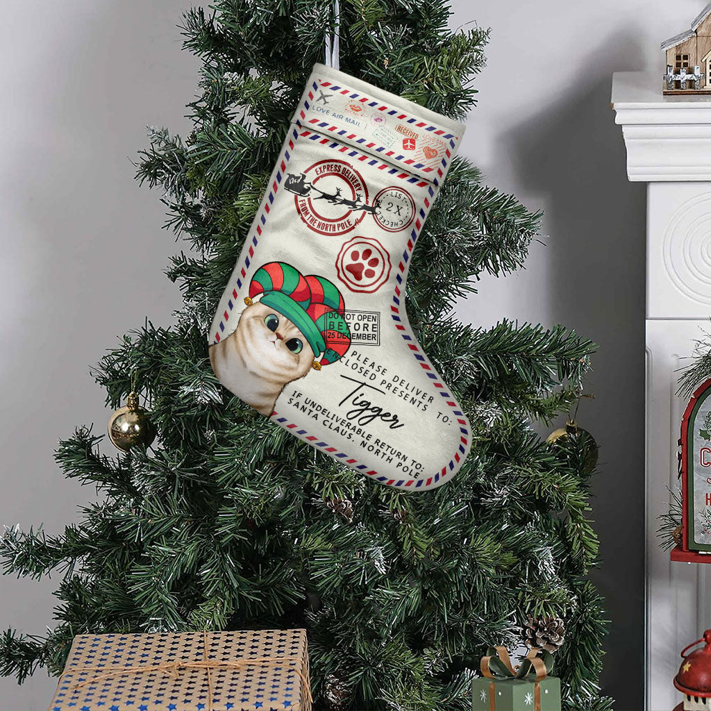 North Pole Express Santa Delivery - Personalized Cat Christmas Stockings