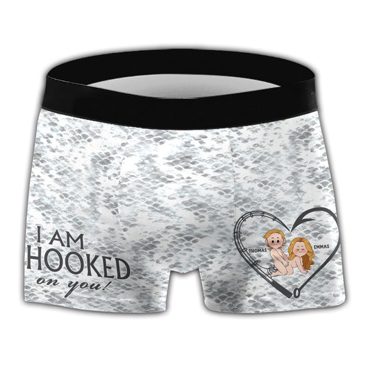 I'm Hooked On You - Personalized Fishing Men’s Boxer Briefs
