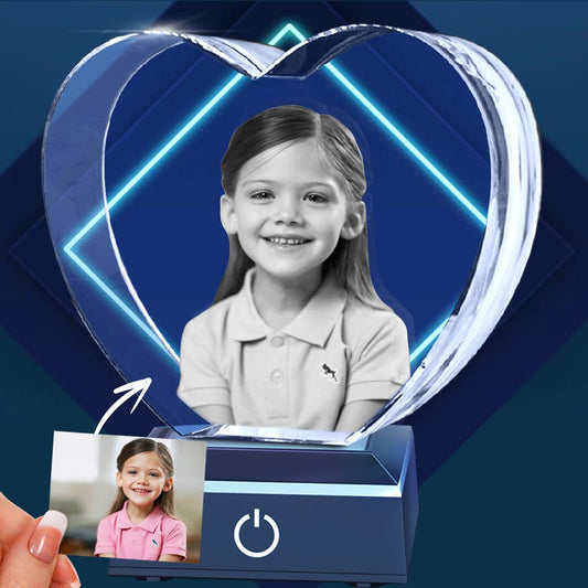 Custom Photo - Personalized granddaughter Laser Engraving 3D Heart Shaped Crystal Lamp