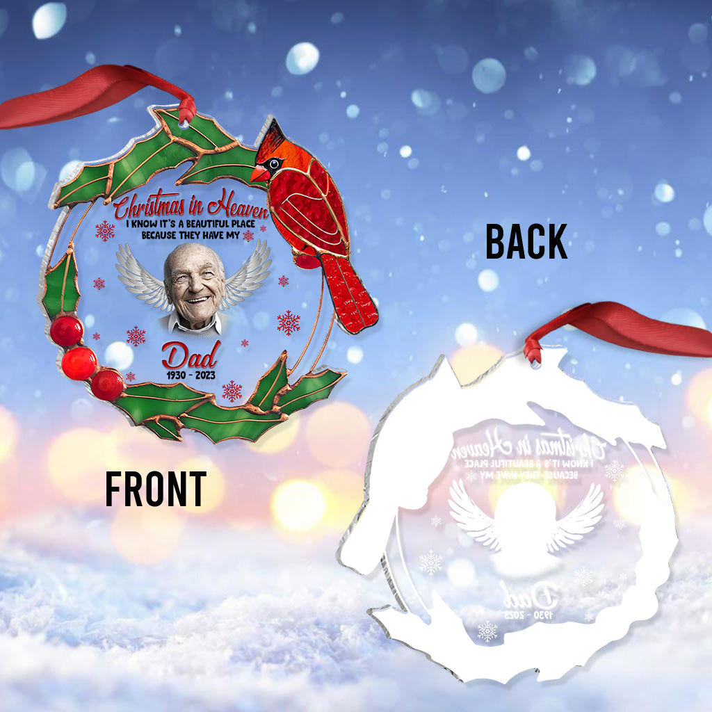 Christmas In Heaven - Memorial gift for loss of - Personalized Transparent Ornament