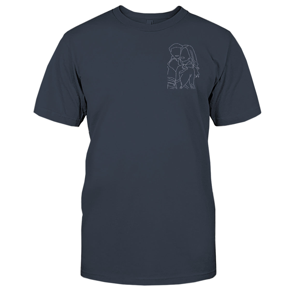 Custom Line Art - Personalized Mother Embroidered T-shirt