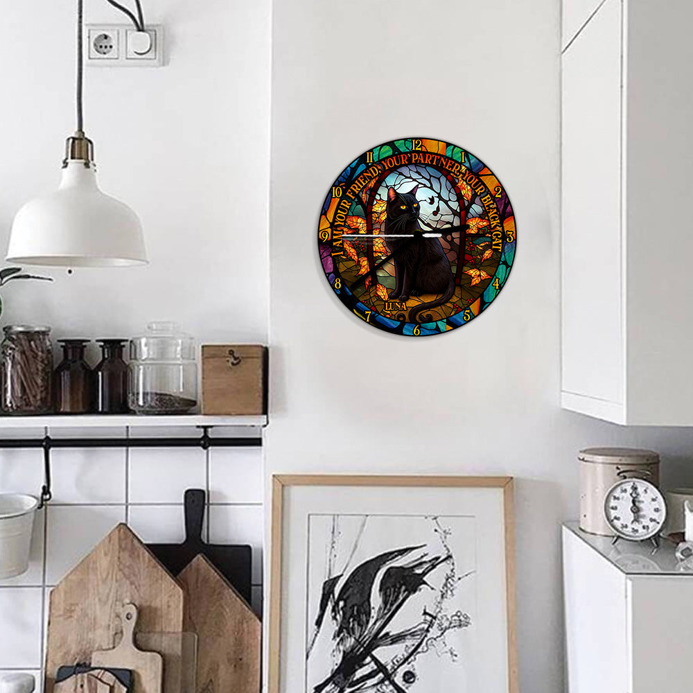 Black Cat - Personalized Black Cat Wall Clock
