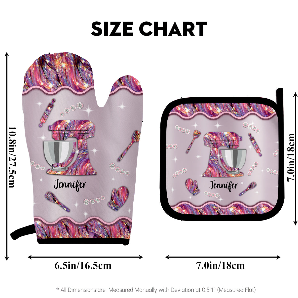 Love Baking - Personalized Baking Oven Mitts & Pot Holder Set