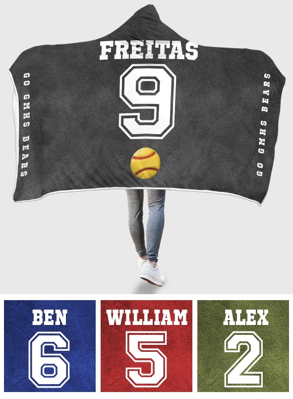 Sport Lovers Go Team - Personalized Softball Hooded Blanket