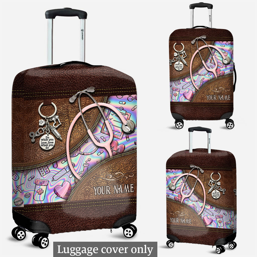 Pink Stethoscope - Personalized Nurse Luggage Cover