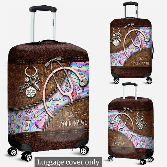 Pink Stethoscope - Personalized Nurse Luggage Cover