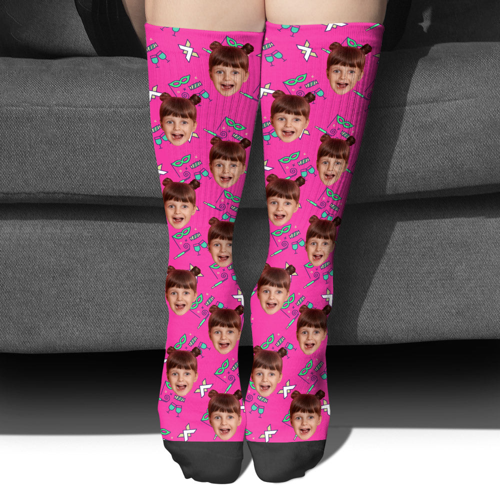Custom Face Party Pattern - Personalized Daughter Socks