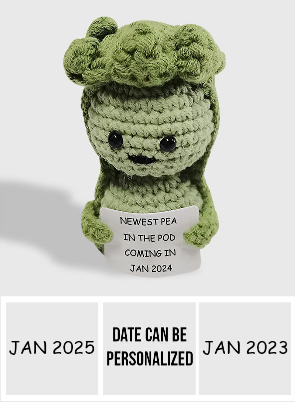 Newest Pea In The Pod - Personalized Pregnancy Hand Knitted Figurine
