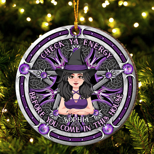 Check Ya Energy - Personalized Witch Ornament