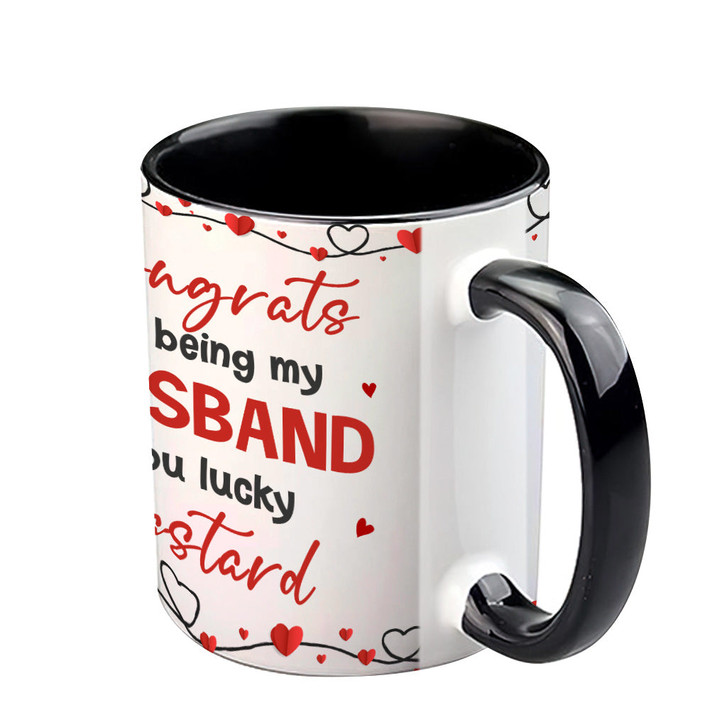 Congrats On Being My Husband - Personalized Couple Accent Mug