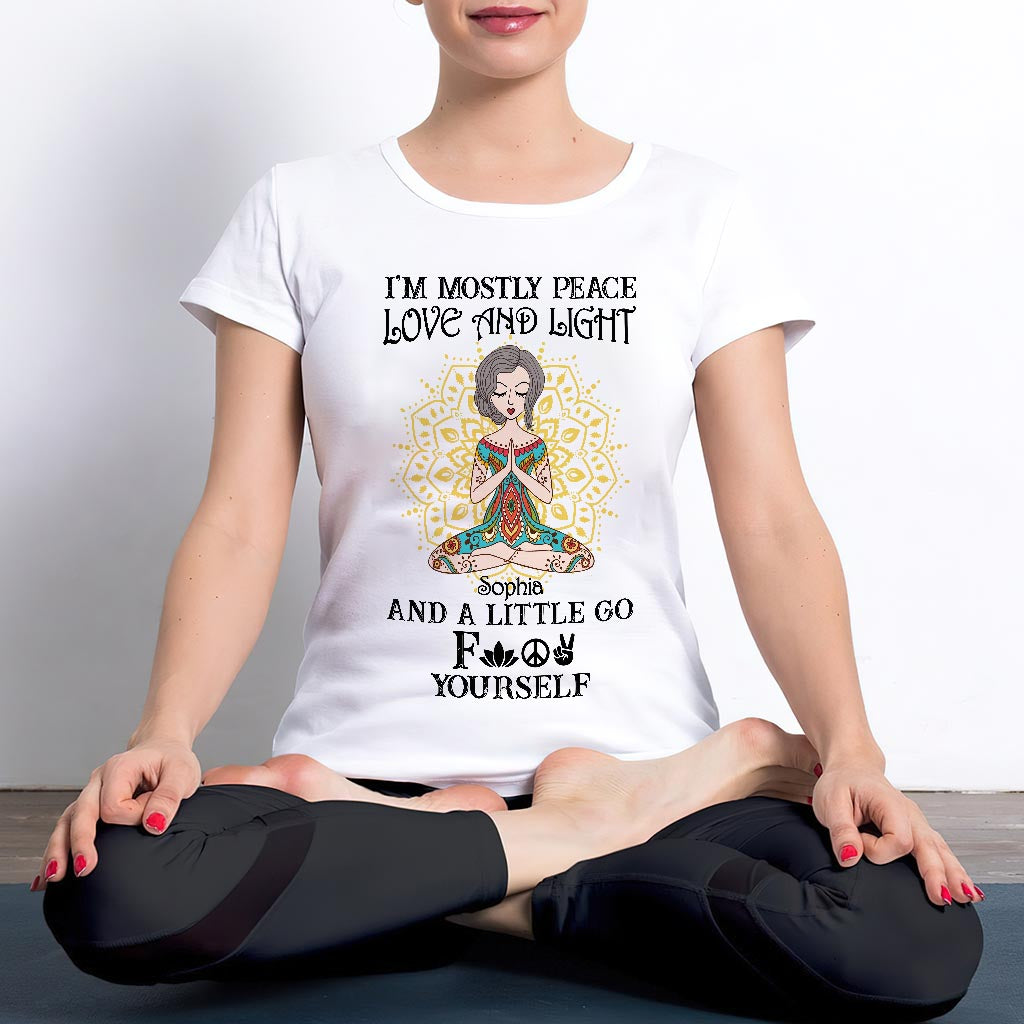 I’m Mostly Peace Love And Light - Personalized Yoga T-shirt And Hoodie
