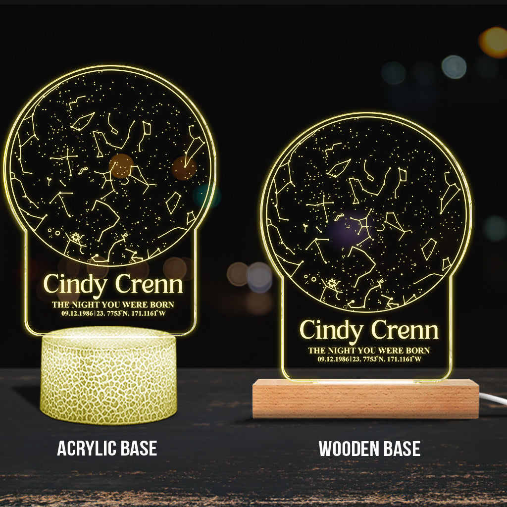 The Day You Were Born Star Map - Personalized Daughter Shaped Plaque Light Base