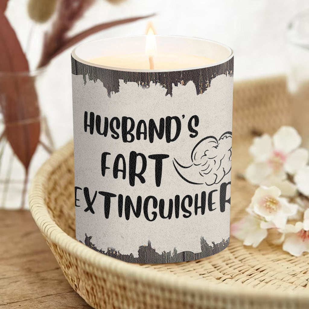Fart Extinguisher - Gift for dad, grandma, grandpa, mom, uncle, aunt, son, daughter, brother, sister, granddaughter, grandson, husband, wife, boyfriend, girlfriend, friend - Personalized Candle With Wooden Lid