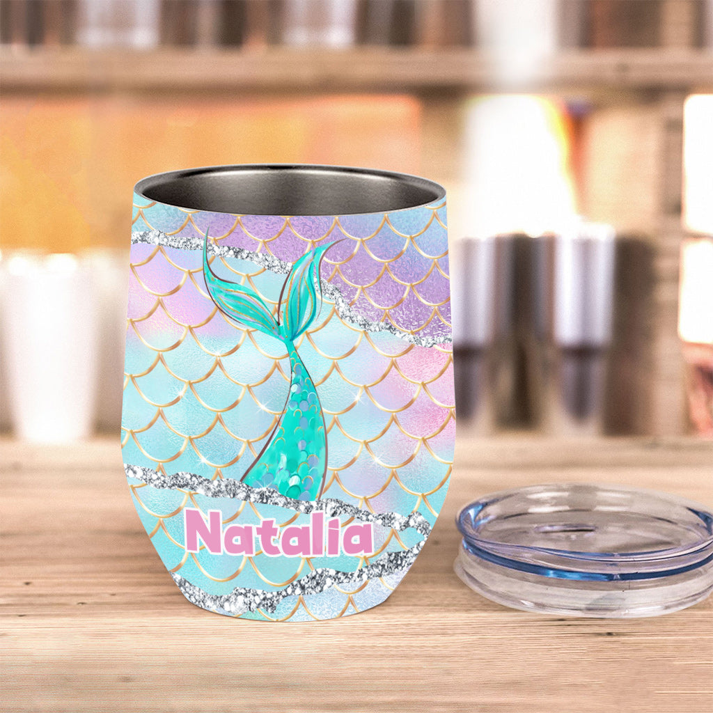Beach Please I'm A Mermaid - Personalized Sea Lover Wine Tumbler