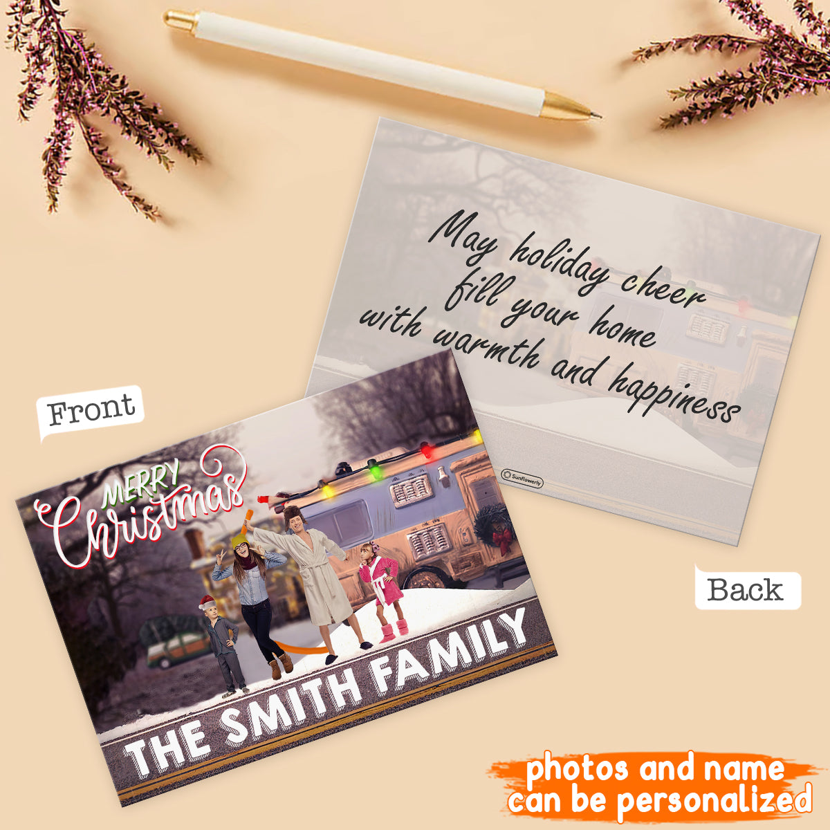 Merry Christmas - Personalized Family Greeting Card