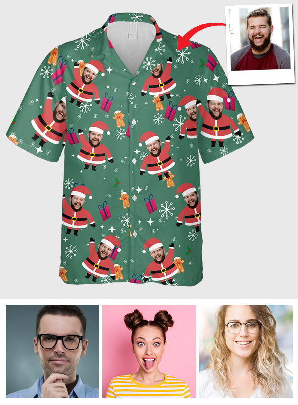 Custom Face Christmas Santa - Personalized Hawaiian Shirt