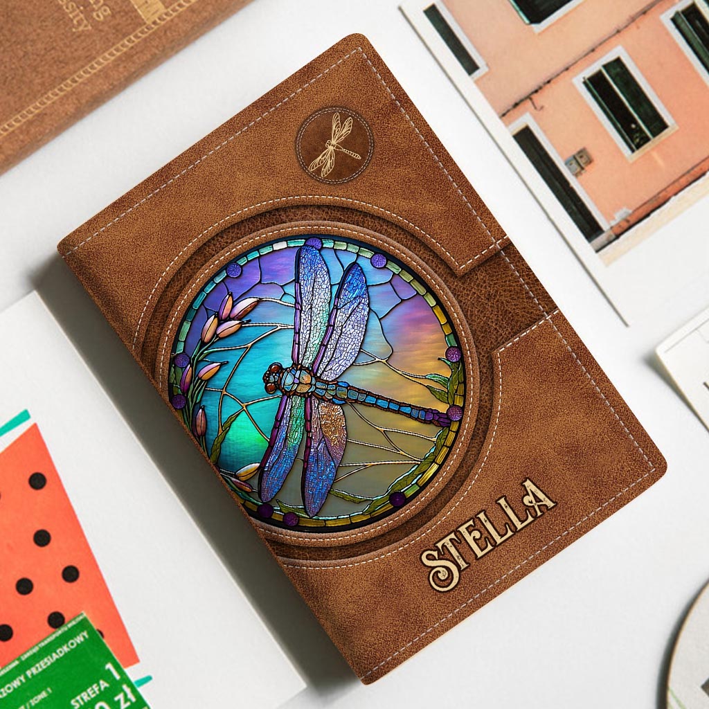 Stained Glass Dragonfly - Personalized Dragonfly Passport Holder