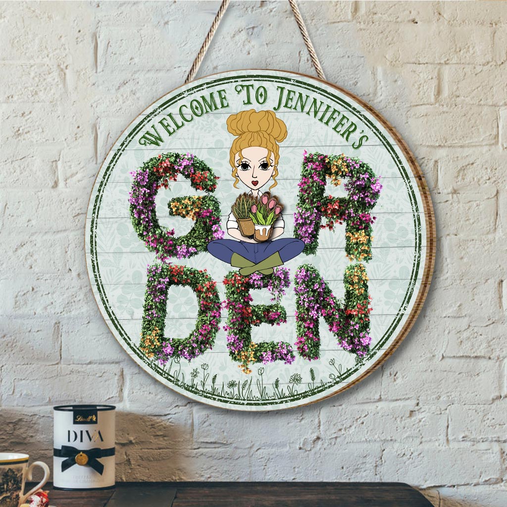 Welcome To My Garden - Personalized Gardening Interchangeable Seasonal Wood Sign