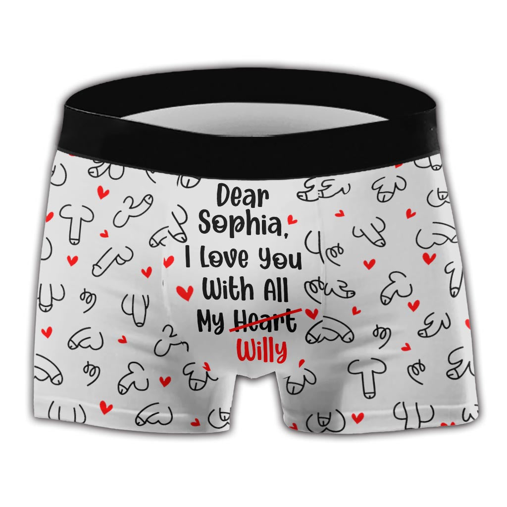 I Love You With All My Willy - Personalized Couple Men Boxer Briefs