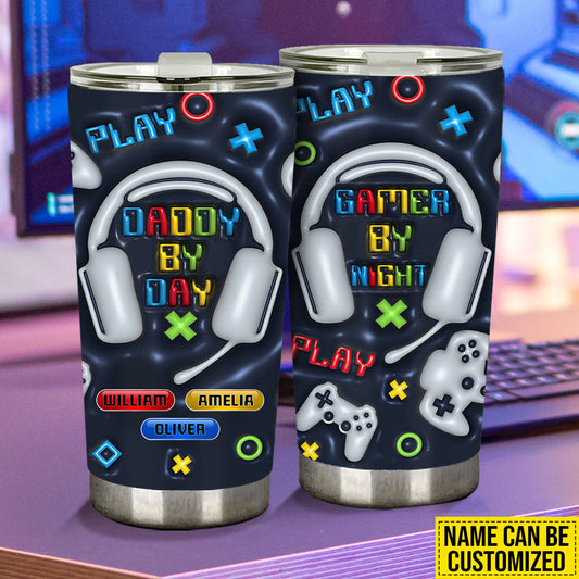 Daddy By Day Gamer By Night - Video Game gift for dad - Personalized Tumbler
