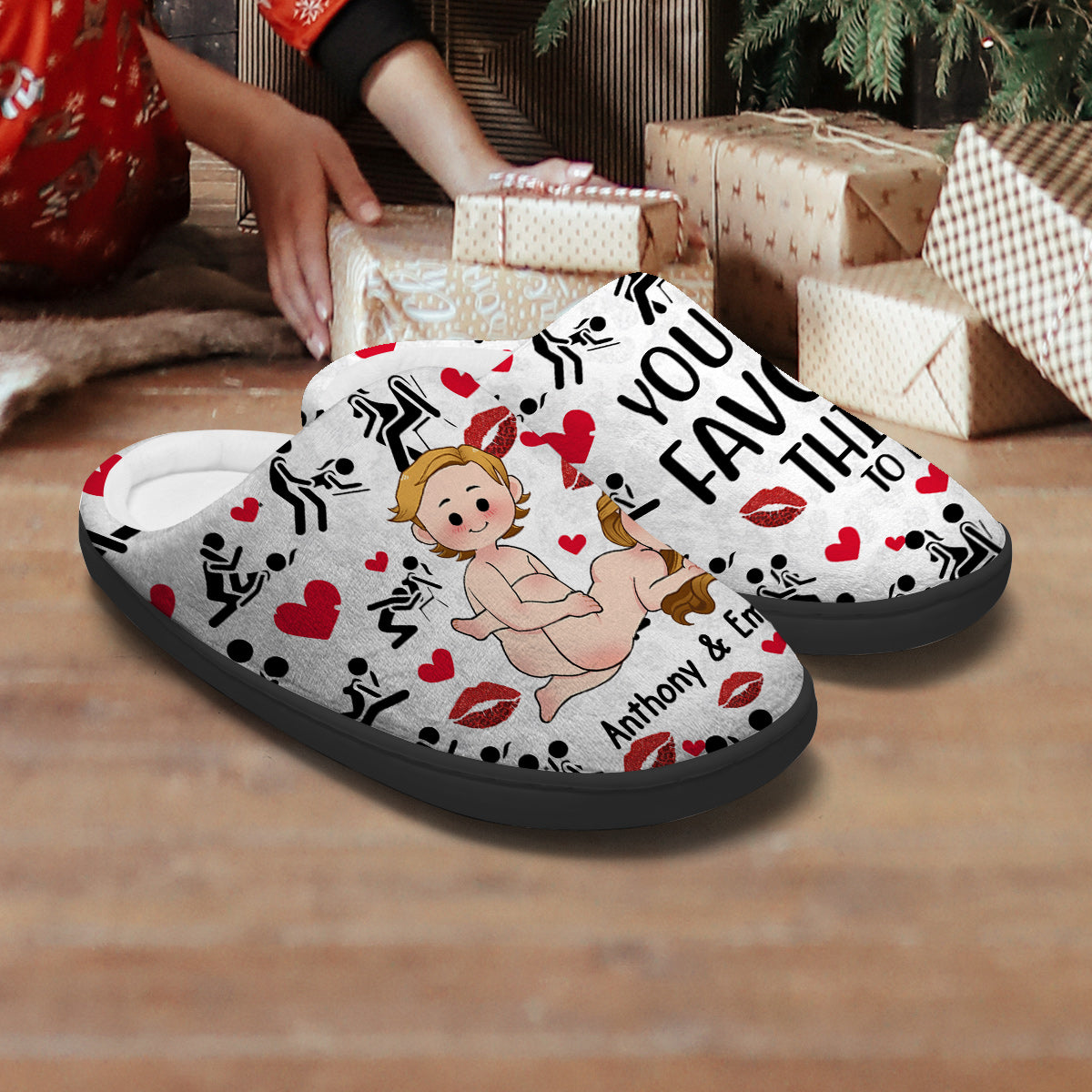You Are My Favorite Thing To Do - Personalized Couple Slippers