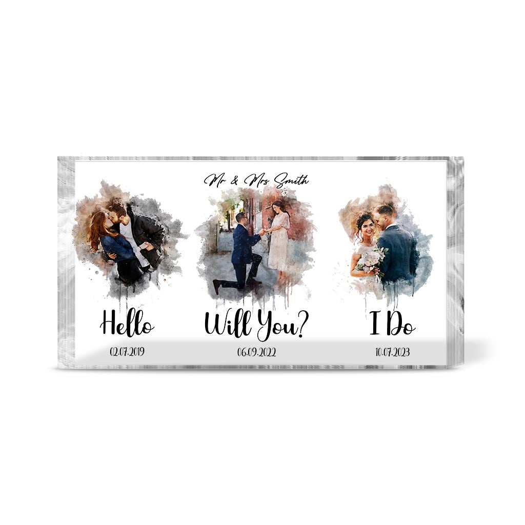 From Hello Till I Do - Personalized Husband And Wife Custom Shaped Acrylic Plaque