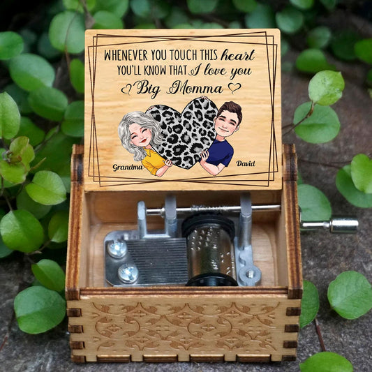 Whenever You Touch This Heart - Gift for mom, grandma, grandpa, daughter, son, granddaughter, grandson, wife, husband, dad, aunt, uncle, sister, brother - Personalized Hand Crank Music Box