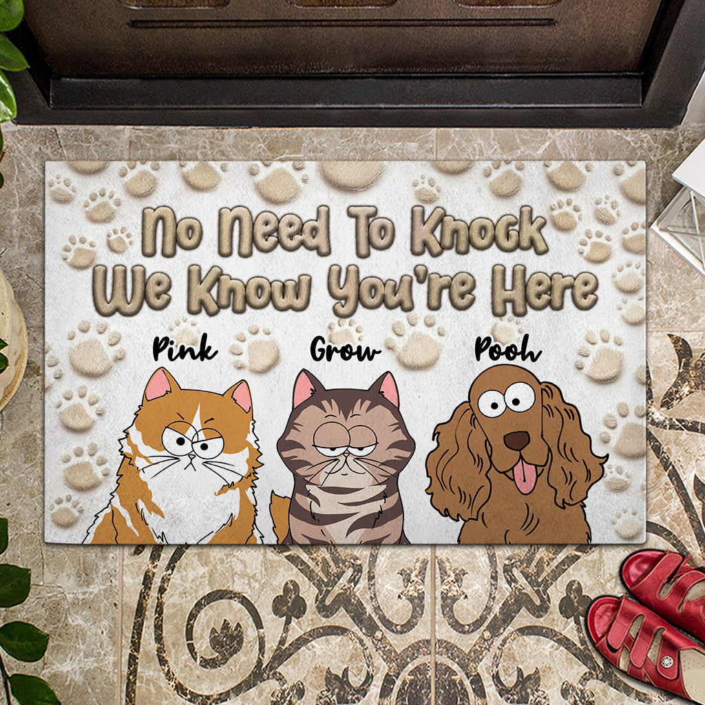 No Need To Knock We Know You’re Here - Personalized Dog Doormat