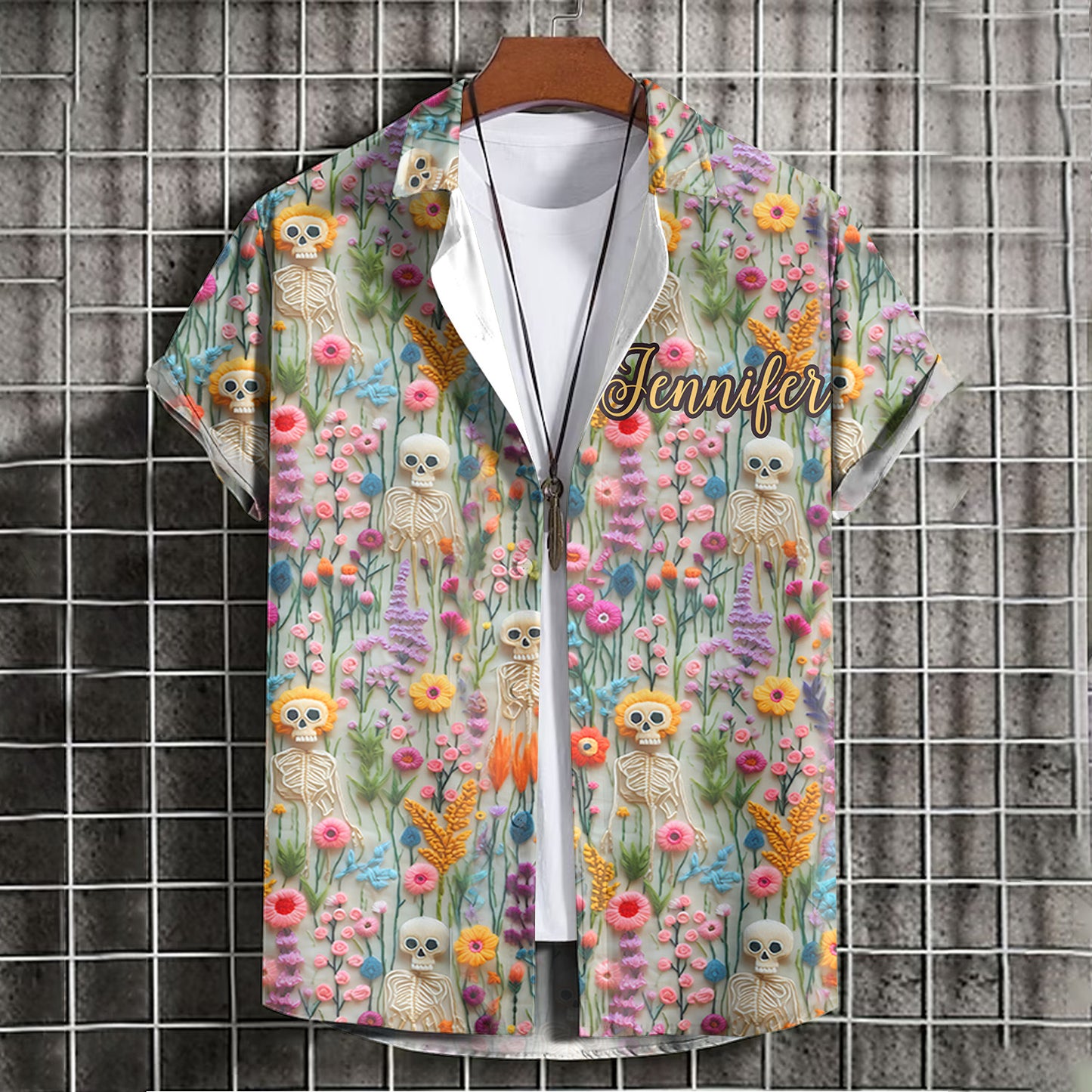Floral Skeleton - Personalized Skull Hawaiian Shirt