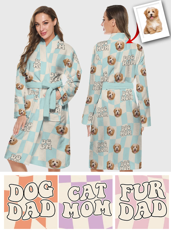 Wavy Check Funny Pet - Gift for dog lovers, dog lover, cat lover - Personalized Pajama Kimono Robe
