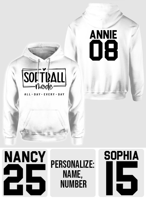 Sofball Mode All Day - Personalized Softball All Over Shirt
