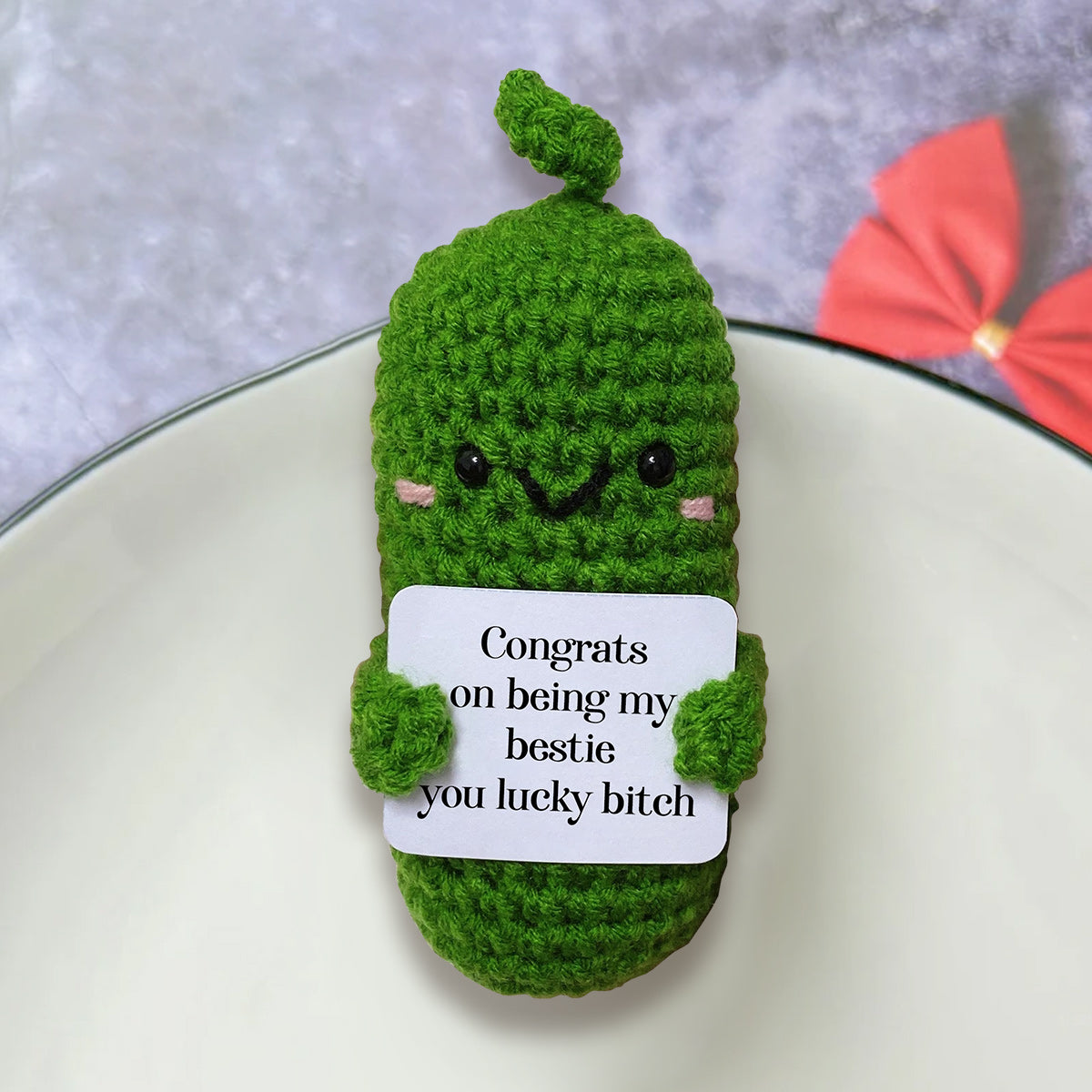 Congrats On Being My Bestie - Gift for friend - Personalized Hand Knitted Figurine