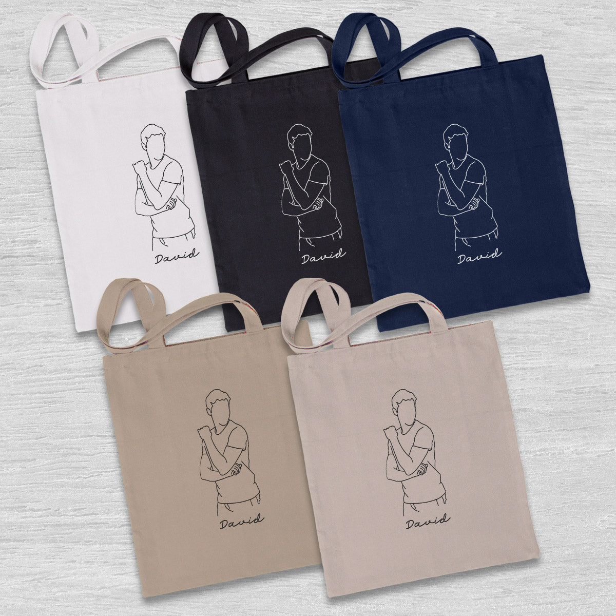 Custom Photo Line Art - Personalized Uncle Embroidered Tote Bag