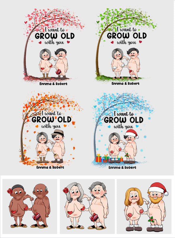 I Want To Grow Old With You - Personalized Couple Decal Die Cut